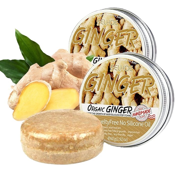Твърд сапун за коса, растеж и регенерация, джинджифил, натурални съставки, 55гр