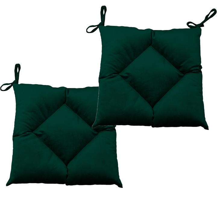 Set 2 Perne de Scaun, Verde, 40x40cm, Catifea Lux