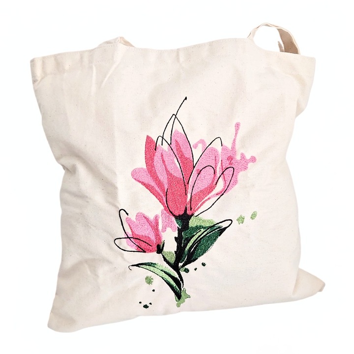 Traista de bumbac cu broderie model "iris"