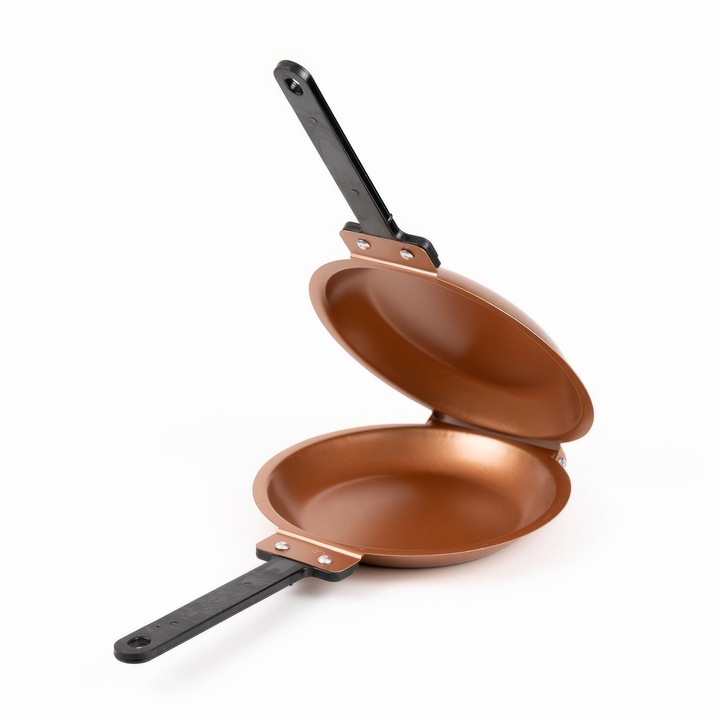 Двоен тиган за палачинки, незалепващ, бронз, 35 х 20 х 5 см