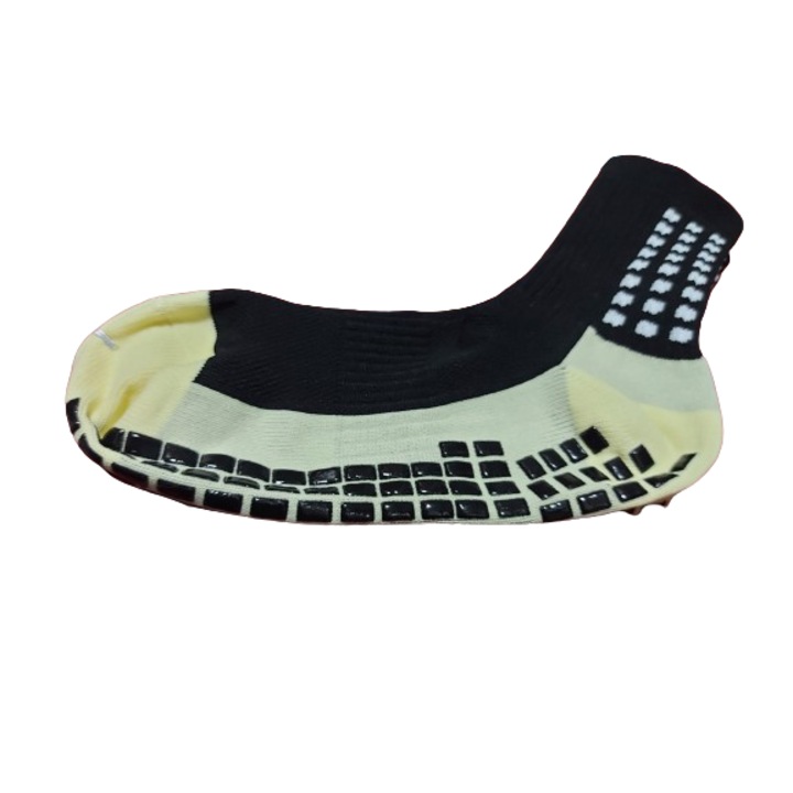 Sosete sport anti alunecare, cu talpa cauciucata, pentru fotbal, alergarqwsdxzfe si diverse drumetii, cu galben, Negru/Galben, 37-39