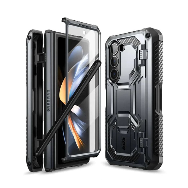 Magas védelmi tok Samsung Galaxy Z Fold5 készülékhez + Fólia, Sol Protection, B47, Kemény műanyag, I-Blason Armorbox, B47, Intense Dark