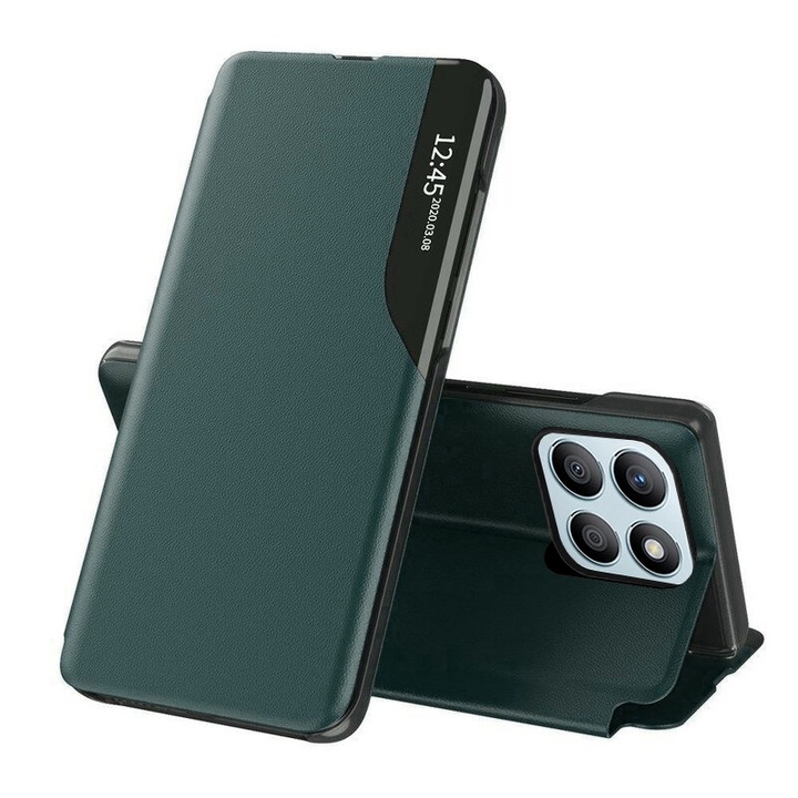 High Protection tok Honor X8b-hez, Sol Power, B72, ökológiai bőr, erdőzöld