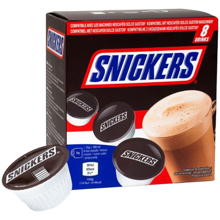 Капсули Snickers съвместими с Nescafe Dolce Gusto, 8 капсули, 120 гр