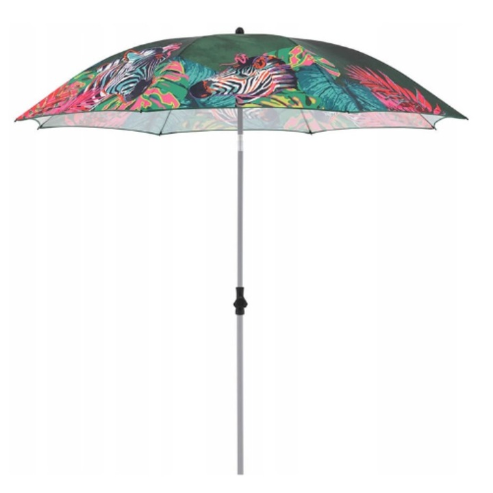 Umbrela de plaja pliabila, Azay Interiors, 200cm, design tigru/zebra