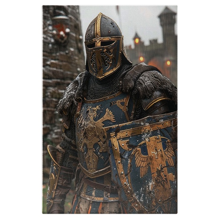 Картина на платно: Средновековен рицар в броня с щит - История и епоха Дигитална картина 70x50CM