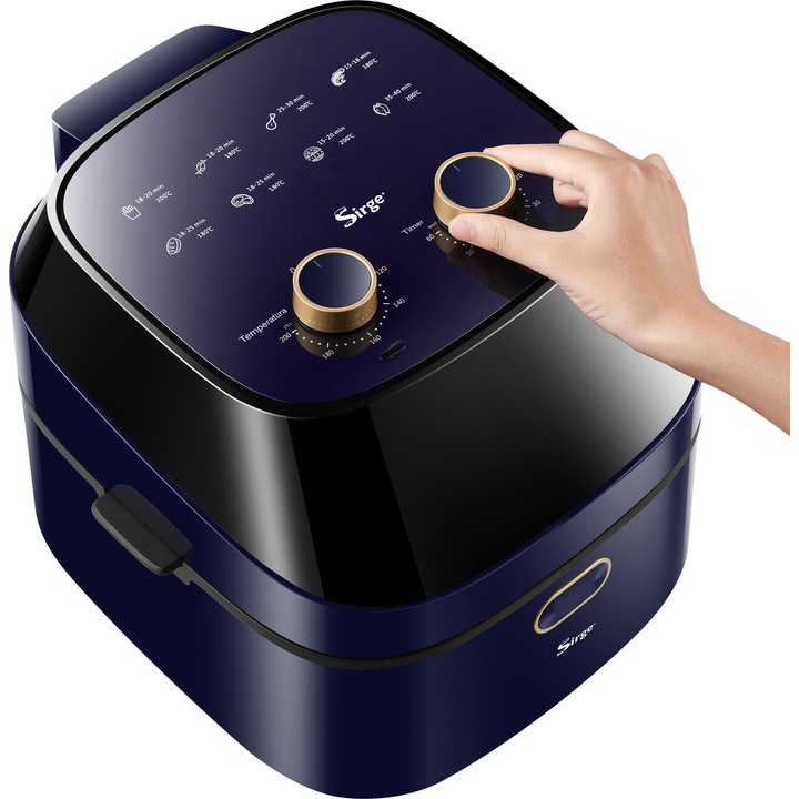 Turbo Air Fryer Sütő olaj és zsír nélküli sütéshez Max 1500 Watt Főzés olaj nélkül 80%-kal kevesebb zsír - 3D főzés - Turbo Fan - Könnyű, egészséges és gyors sütés