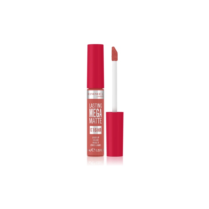 Ruj lichid Rimmel Lasting Mega Matte 725 Coral Sass, 7.4 ml ​