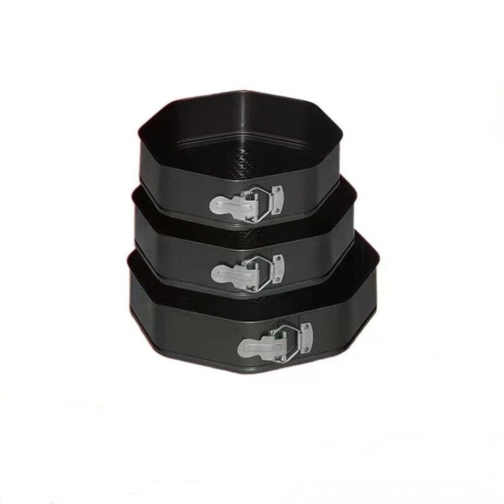 3 db nyolcszögletű tepsi készlet, kivehető aljú, szénacélból