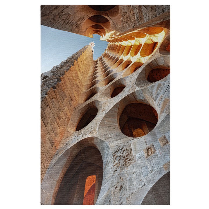 Tablou Canvas: Arhitectura Impresionanta si Ferestre Rotunde, Cadru de Jos- Istorie si Cultura Pictura Digitala 90x60CM