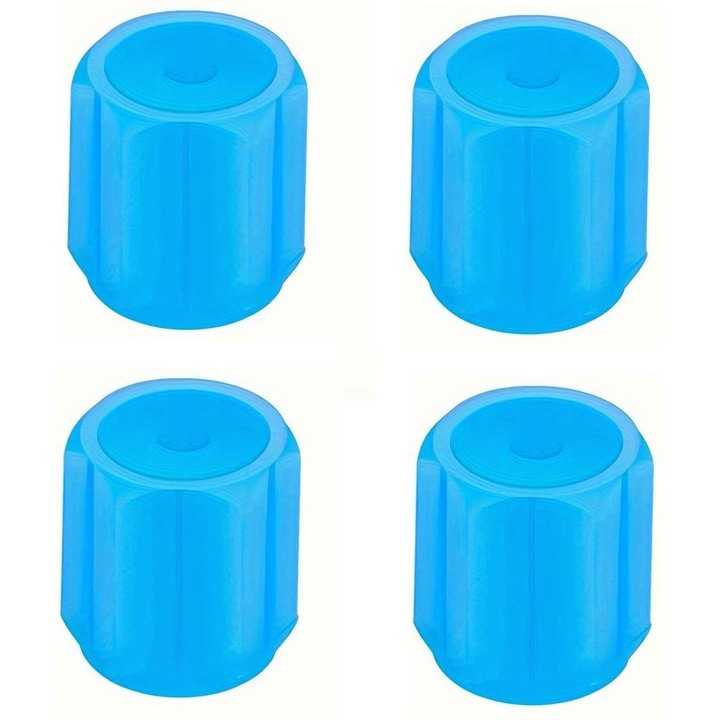 Set 4 Capace de Ventil Fosforescente, ABS, Albastru, Universale