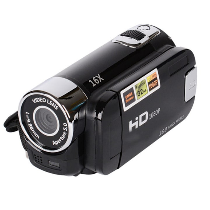 Camera foto, 16 Megapixeli, 1080p, 16x HD Zoom, corp compact, negru