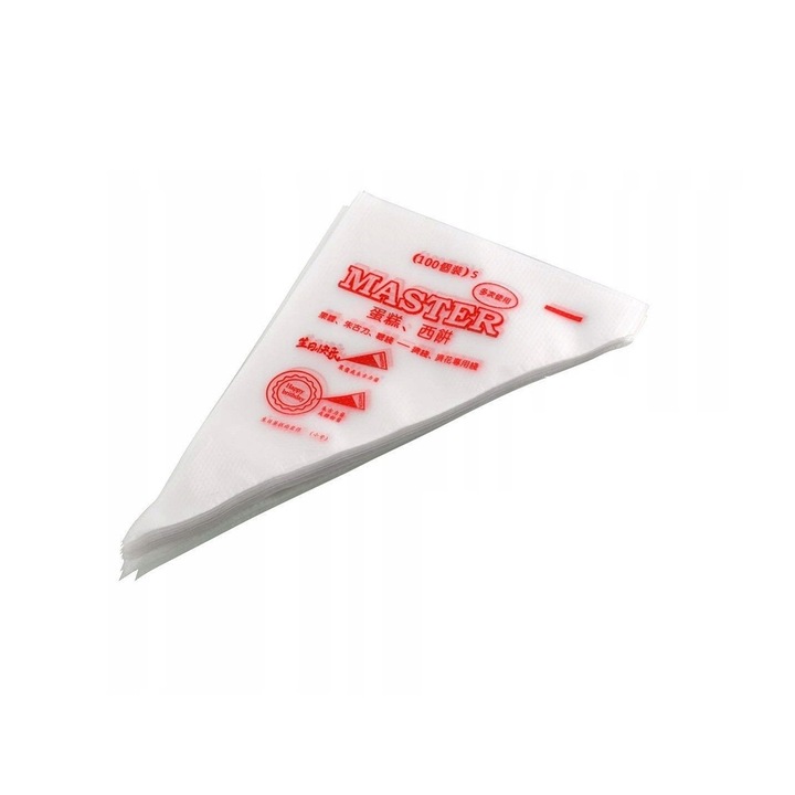 Set 100 pungi de patiserie de unica folosinta, posuri pentru decorat torturi si prajituri, marimea L, 29 x 19 cm