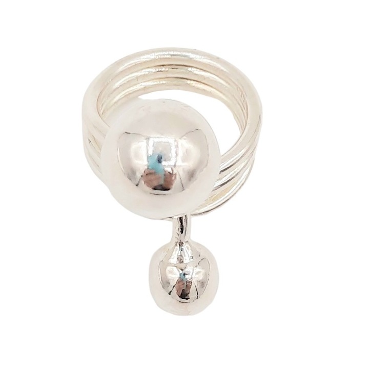 Inel Argint 925 doua bile rasucite Afrodita Marime 12