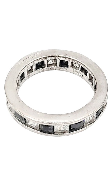 Inel Argint 925 cu pietre de Zirconiu alb si negru Agafia Marime 13