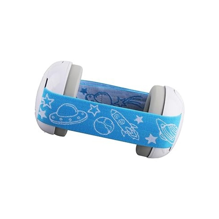 Противошумни слушалки за деца и бебета 3-36 месеца, защита на слуха в шумна среда, сигурна система за закопчаване, еластична лента, лесна за използване, синьо, бяло и сиво