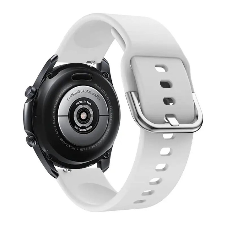 Curea silicon compatibila cu Huawei Watch GT4 41mm, Garmin Venu 2S / 3S, Vivoactive 4S, Vivomove 3S, Forerunner 255S, 265S Best Accessories, alb, 18 mm