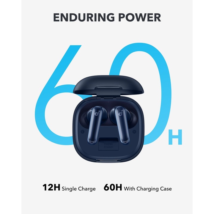 Слушалки, Anker Soundcore P40i, Безжични, Bluetooth 5.3, Адаптивно шумопотискане, IPX5, Син