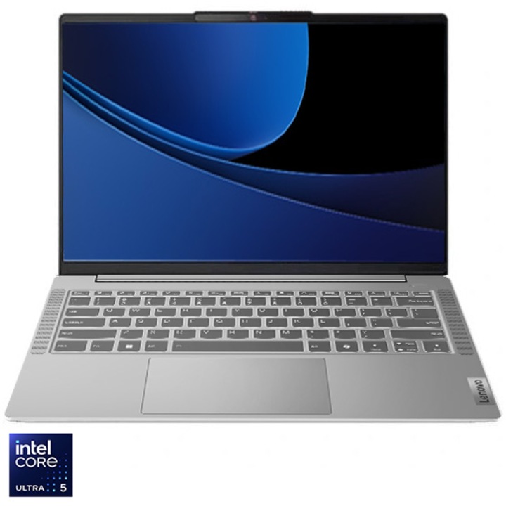 Laptop Lenovo IdeaPad Slim 5 14IRU9 cu procesor Intel® Core™ 5 120U pana la 5.0GHz, 14" WUXGA, OLED, 32GB LPDDR5x, 1TB SSD, Intel® Graphics, No OS, Cloud Grey