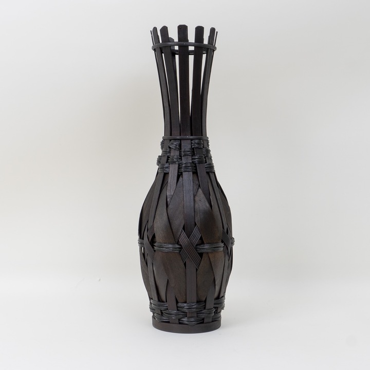 Dekoratív bambusz váza, sötétbarna színű, H 59 cm, BSP / CD3400_1