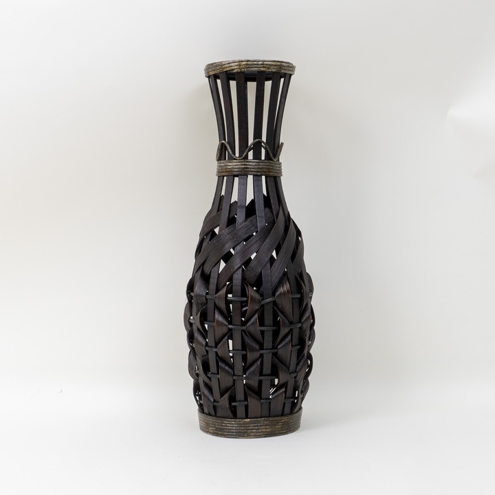 Dekoratív bambusz váza, sötétbarna, H 59 cm, BSP / CD3400_3