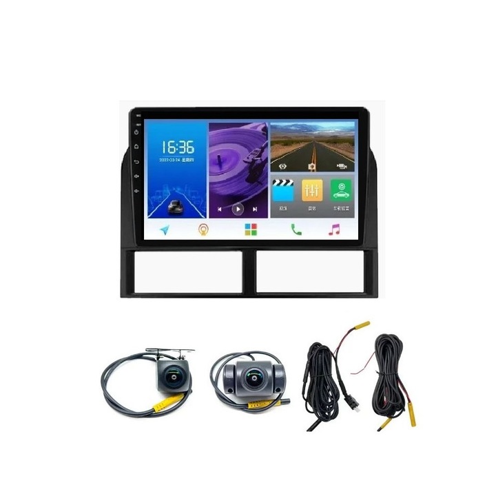 Pachet Navigatie Auto Dedicata Jeep Grand Cherokee WJ 1998 – 2004, Ecran de 9 inch, 2G RAM, 32G ROM memorie interna + 2 camere Dual record AHD 1080 pentru parcare si inregistrare trafic fata / spate