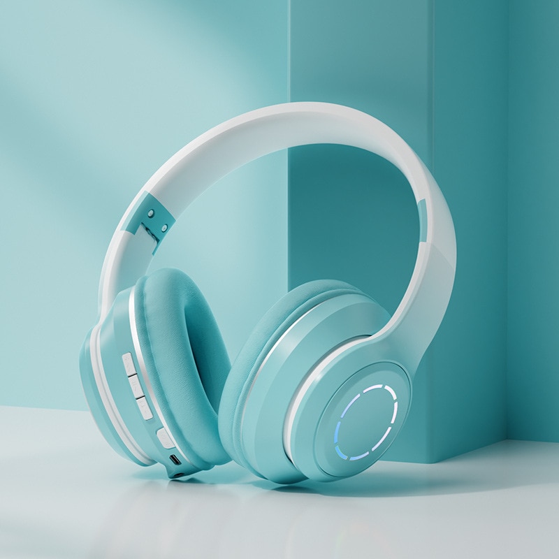 Casti wireless pliabile si ajustabile, iluminate RGB, i4FIT®, Bluetooth 5.0, EDR, Cablu AUX, Sunet Stereo si microfon, Verde