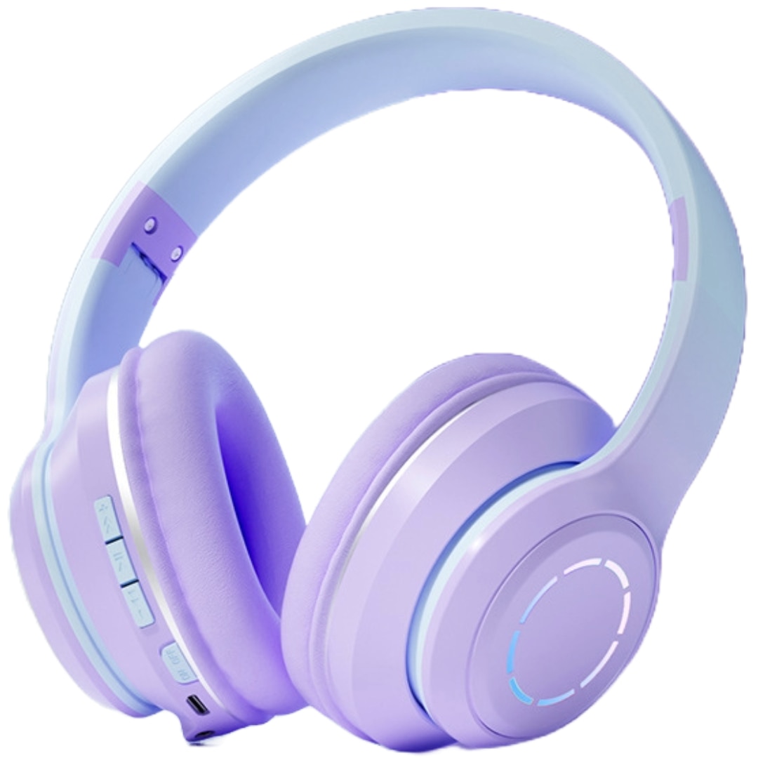 Casti wireless pliabile si ajustabile, iluminate RGB, i4FIT®, Bluetooth 5.0, EDR, Cablu AUX, Sunet Stereo si microfon, Mov