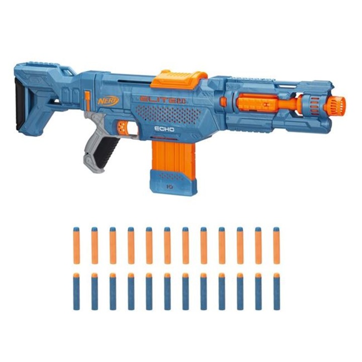Оръжие NERF ELITE 2.0 Echo CS 10 Hasbro, С 24 стрелички, Син/Оранжев