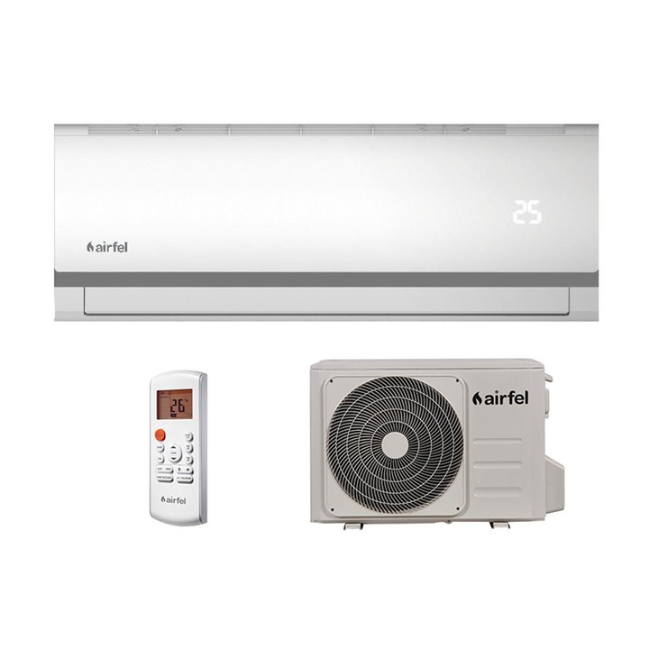 Aparat de aer conditionat Airfel 3D Inverter R32, 12000 BTU, clasa energetica A++, kit instalare 3 m inclus