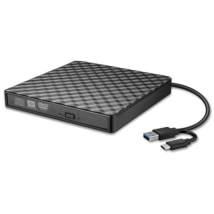 Külső optikai meghajtó KkvoGmle, USB 3.0, Speed 8x, Fekete