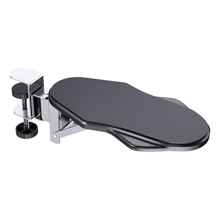Ergonomikus íróasztalos tartó karhoz, KkvoGmle, ABS, 180°-ban elforgatható, 31 x 14,5 x 7,5 cm, fekete/ezüst