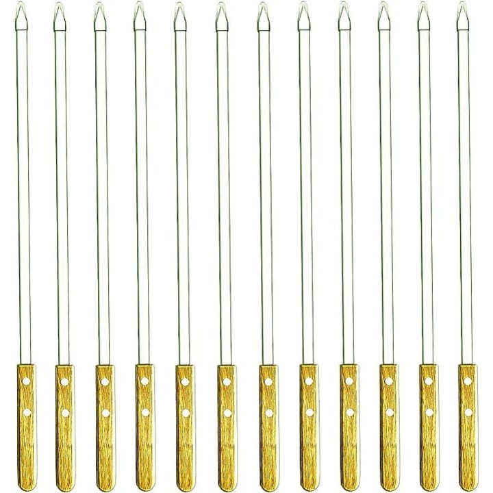 Комплект 12 шишчета за барбекю, KkvoGmle, Неръждаема стомана, 40 см, Сребро