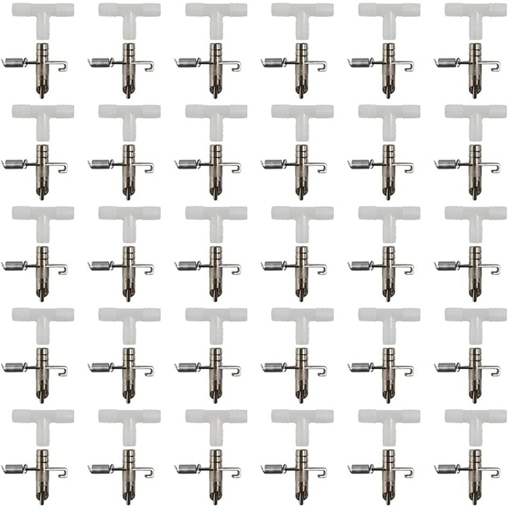 Комплект 30 поилки за зайци, KkvoGmle, неръждаема стомана/пластмаса, бяло/сребристо
