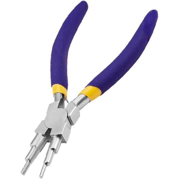 Бижутерски клещи KkvoGmle, кръгъл връх, неплъзгаща се дръжка, лилаво/сребристо, 145 mm