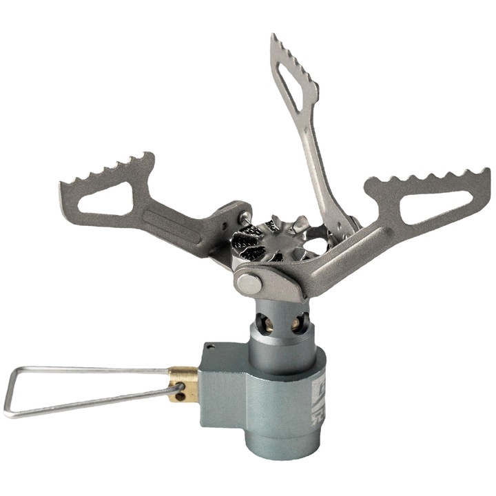 Összecsukható kempingfőző BRS-3000t gázpalackhoz, titánötvözet, 2700 W, 140 g/h, 25 g, 68,5 x 85 mm, ezüst