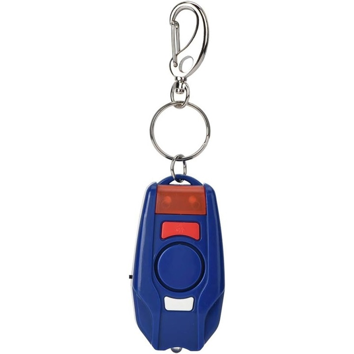 Alarma personala KkvoGmle, ABS, 125-128 dB, lanterna LED, portabila, albastra, 3.5x6.6 cm