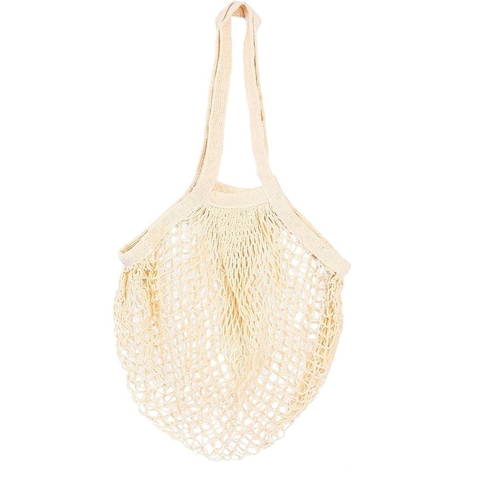 KkvoGmle bevásárlótáska, pamut, mesh stílusú, bézs, 30x35x25cm