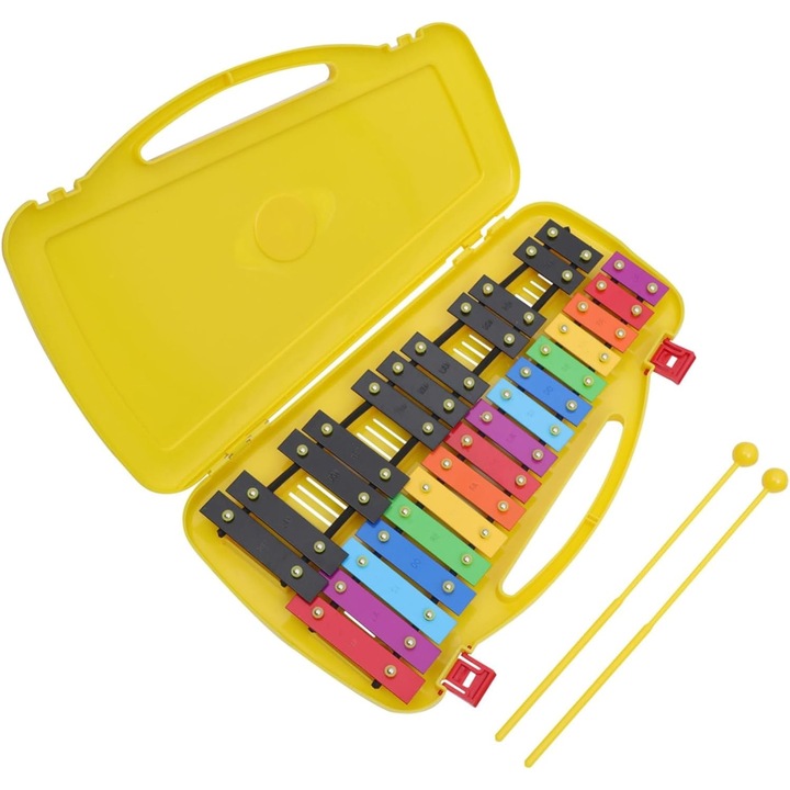 Játékxilofon, KkvoGmle, 27 kulcs, fém/műanyag, többszínű, 39x23x4cm