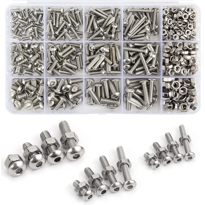 Комплект 500 винта KkvoGmle, неръждаема стомана, M3 M4 M5, 8-20 mm