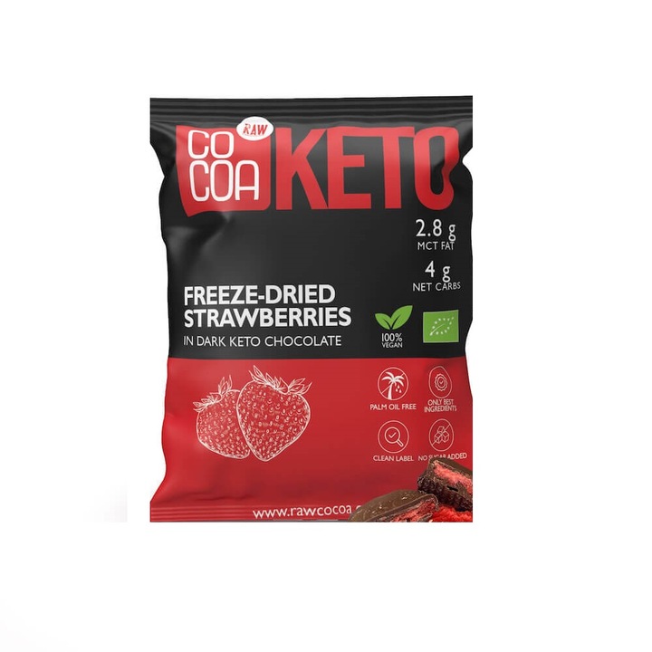 Capsuni in ciocolata neagra keto raw eco 40 g Cocoa