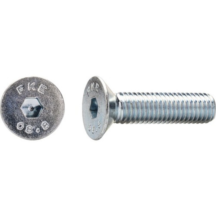 Suruburi Metrice Cu Cap Inecat Si Hexagon Interior Dresselhaus 4x10 Mm Din7991 Otel Zincat, 100 Bucati