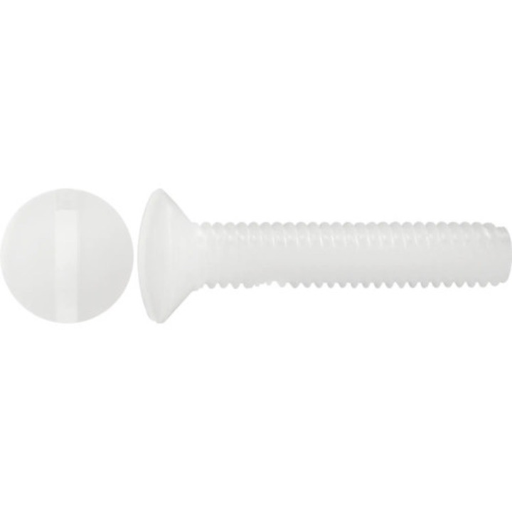 Suruburi Metrice Cu Cap Semibombat Drept Dresselhaus 3x10 Mm Din964 Plastic Alb, 100 Bucati