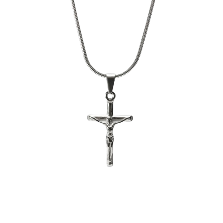 Cross uniszex nyaklánc, rozsdamentes acél, 50 cm - Ezüst