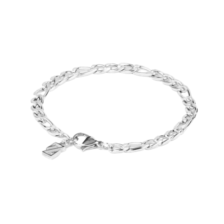 Figaro férfi karkötő, rozsdamentes acél, 5mm, 19 cm - Ezüst