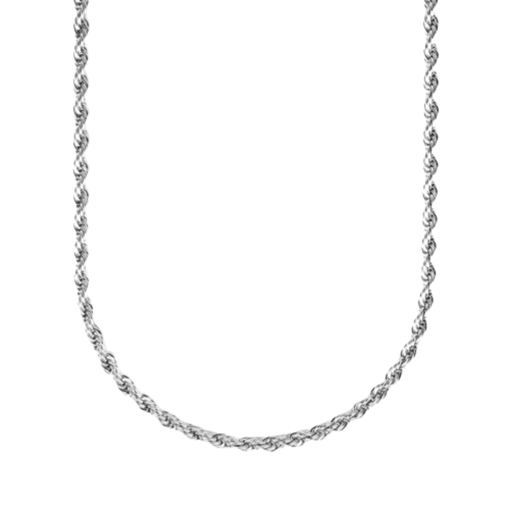 Rope férfi nyaklánc, rozsdamentes acél, 5mm, 50 cm - Ezüst