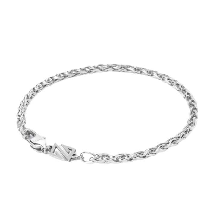 Wheat férfi karkötő, rozsdamentes acél, 3mm, 20 cm - Ezüst