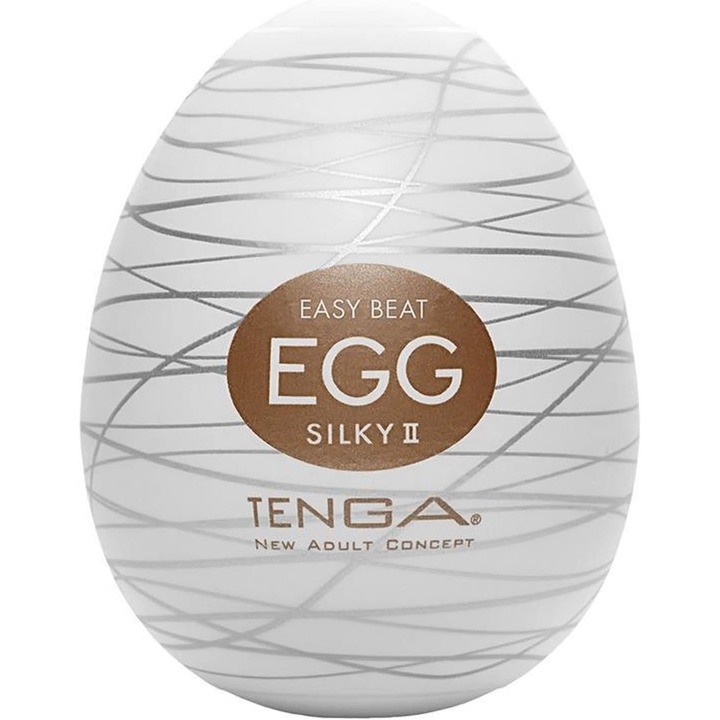 Férfi maszturbátor Tenga Egg Silky II, PP / TPE, 49 x 49 x 61 mm, fehér, Nybgyy