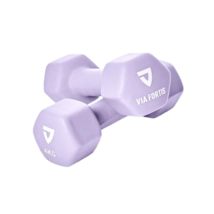 Set 2 gantere VIA FORTIS, 2x4 Kg, premium, din fonta cu invelis din neopren