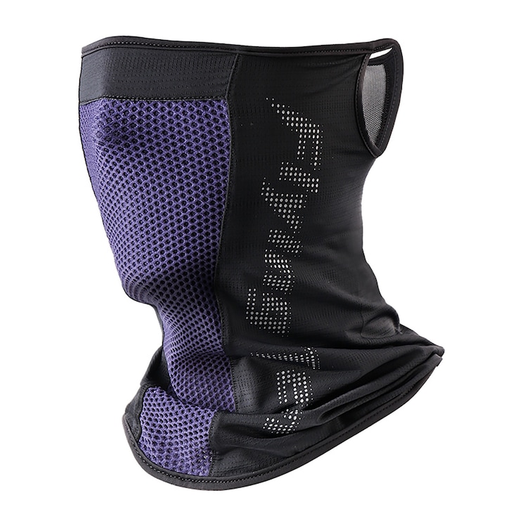 Bandana protectie solara sport, POMAMZ, Nylon + spandex, Plasa foarte respirabila, 30x25.5cm, Violet